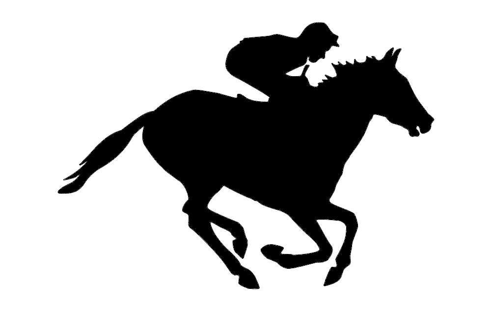 Galloping Horse and Jockey Silhouette Vector DXF File