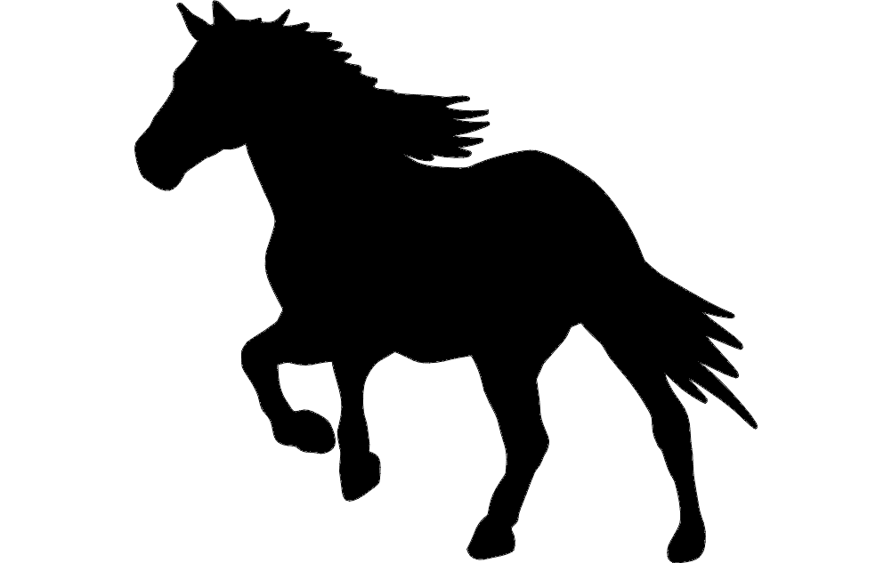 Galloping Horse Silhouette Vector for CNC Laser Cutting (DXF)