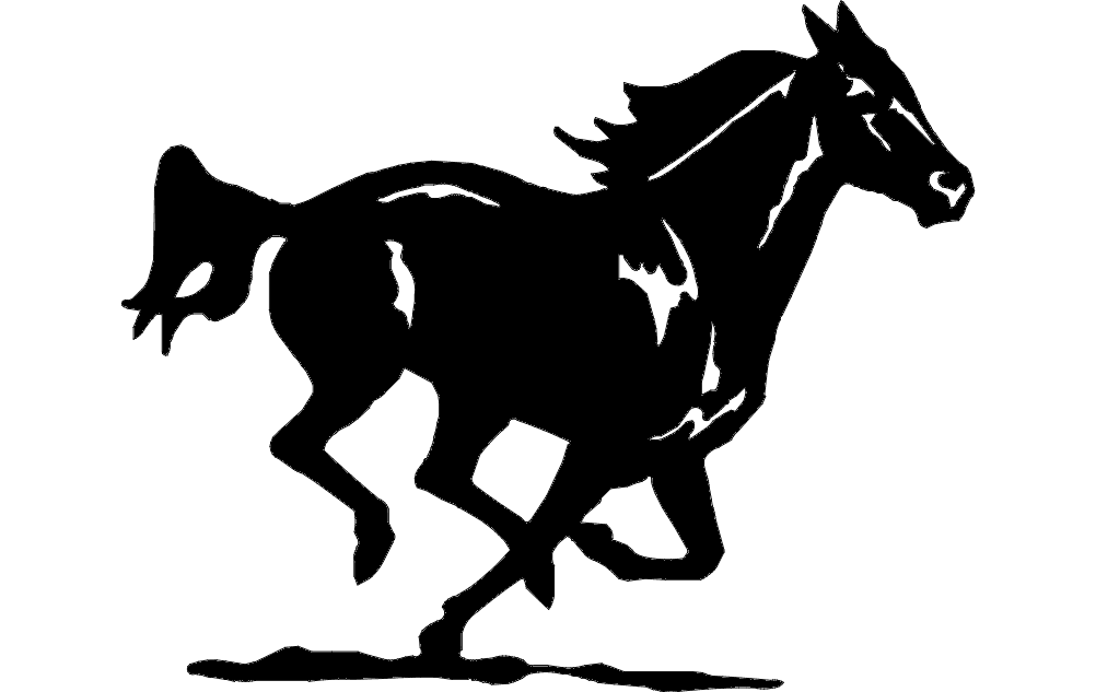 Galloping Horse Silhouette Vector for Laser Cutting DXF