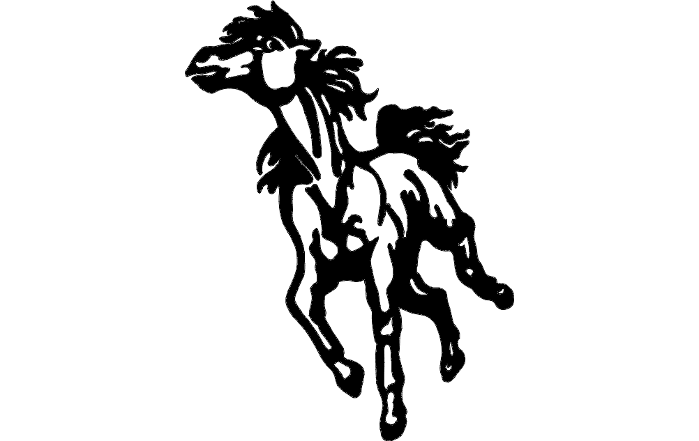Galloping Horse Vector Silhouette for Laser Cutting DXF