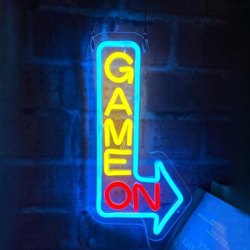 Game On Arrow Neon Style Sign Vector Files for Laser Cutting