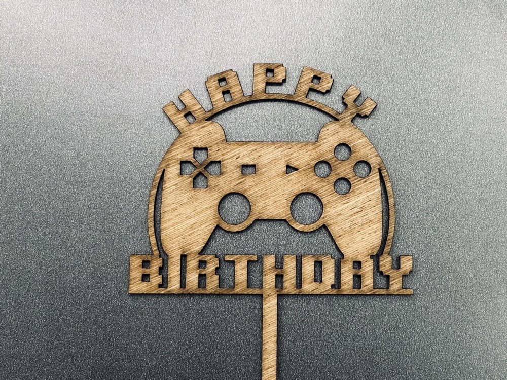 Gamer Happy Birthday Cake Topper Laser Cut Vector File