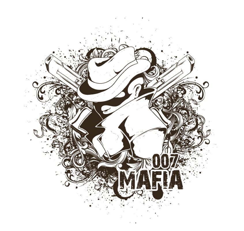Gangster 007 Mafia Vector Graphic for Laser Cutting CNC