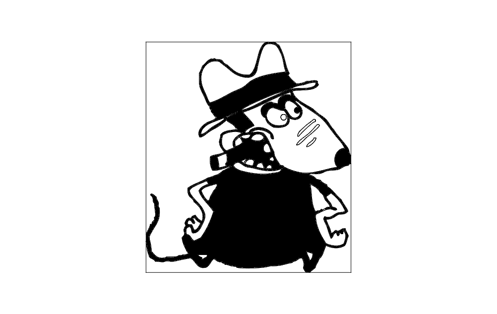 Gangster Rat Cartoon Character DXF Vector File