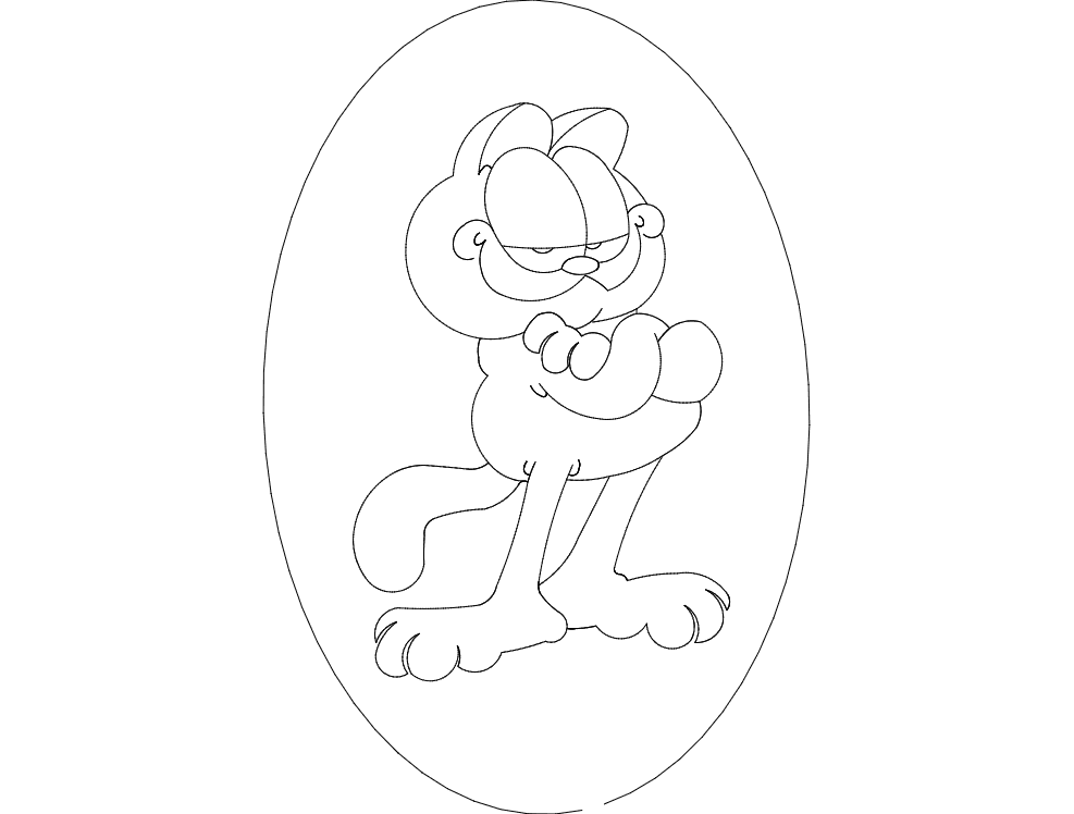 Garfield Cartoon Character Oval Vector File for CNC DXF