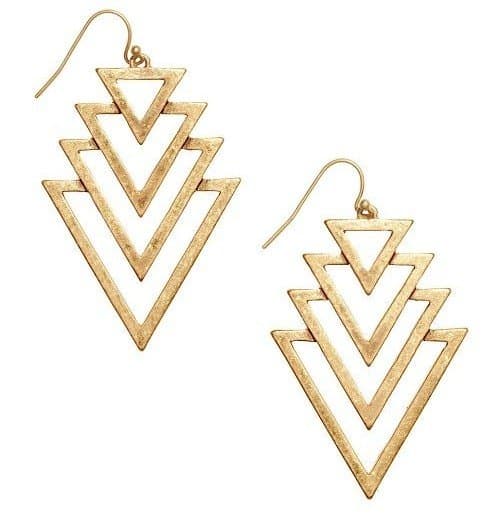 Geometric Art Deco Cascade Earrings Vector DXF SVG Template