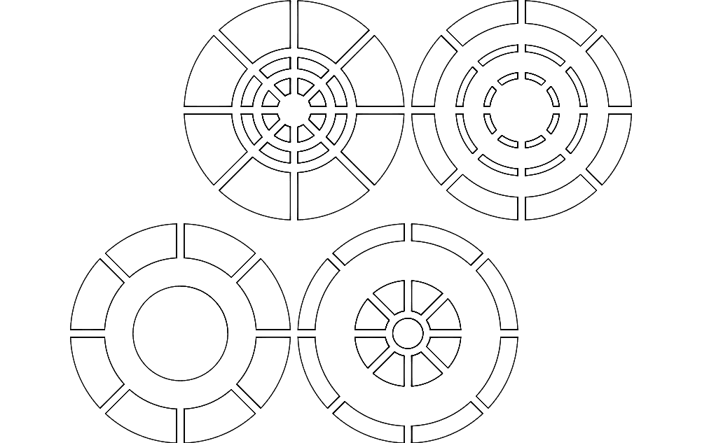 Geometric Circular Segment Patterns Vector DXF File