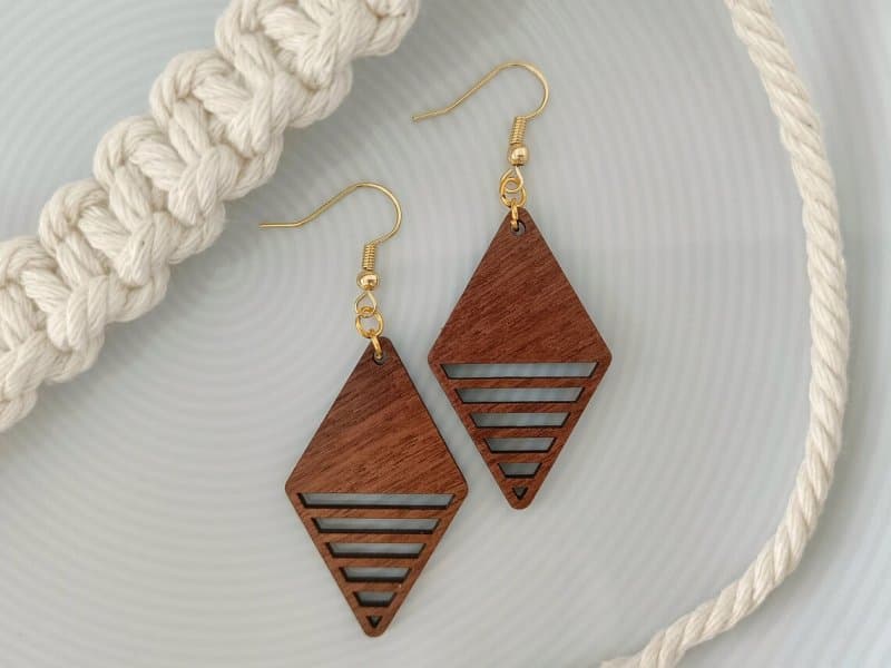 Geometric Diamond Drop Earrings Laser Cut Vector File