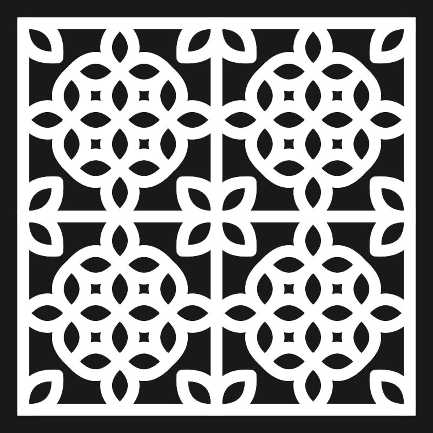 Geometric Floral Lattice Pattern for Laser Cutting Vector File