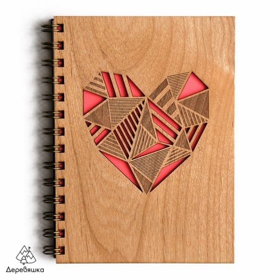 Geometric Heart Notebook Cover Laser Cut File Vector