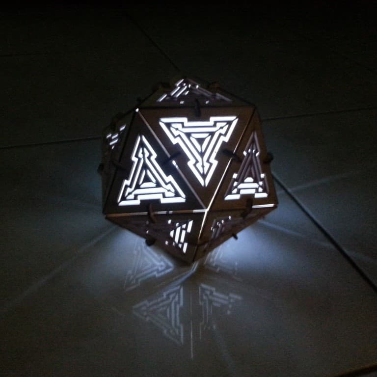 Geometric Icosahedron LED Lamp Laser Cut Vector Plan