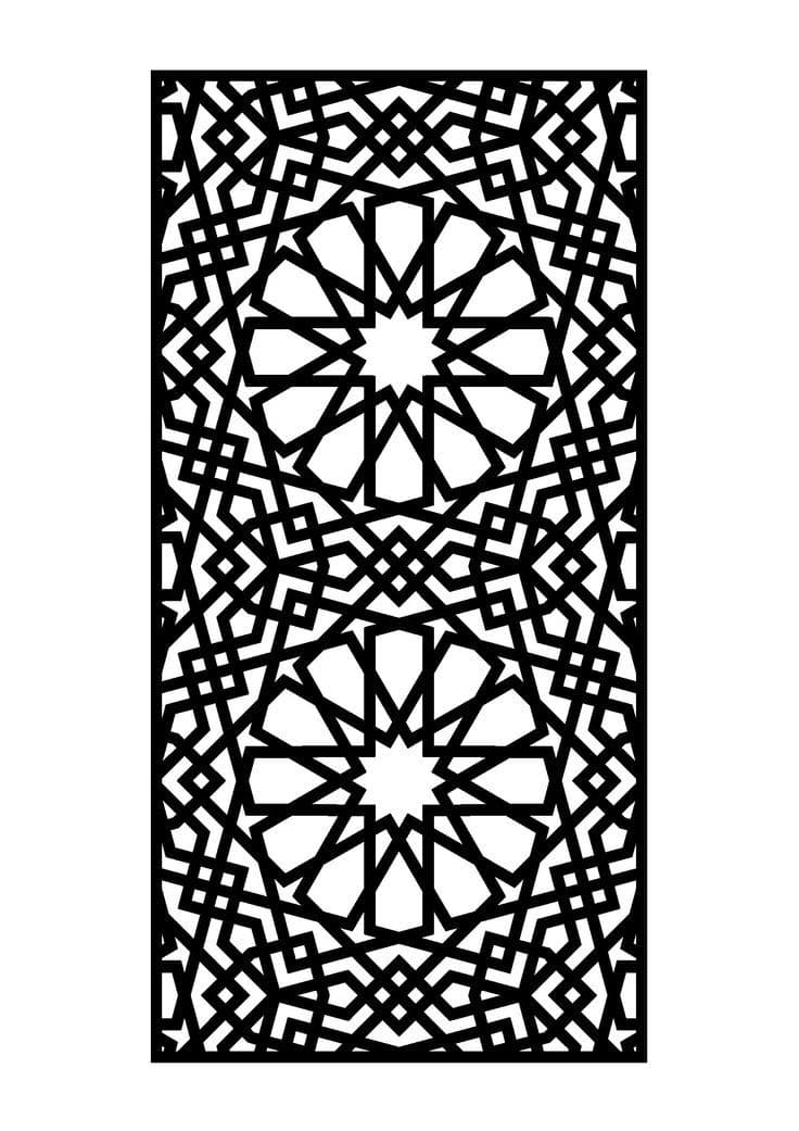 Geometric Islamic Pattern Panel DXF Vector for Laser Cutting