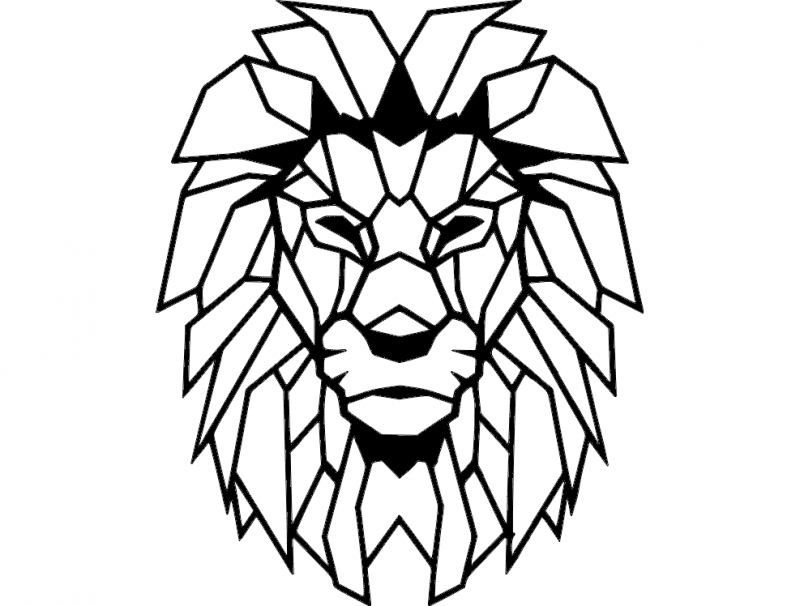 Geometric Lion Head Vector for Laser Cutting DXF