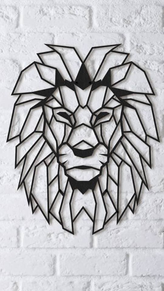 Geometric Lion Head Wall Art DXF Vector File for Laser Cutting