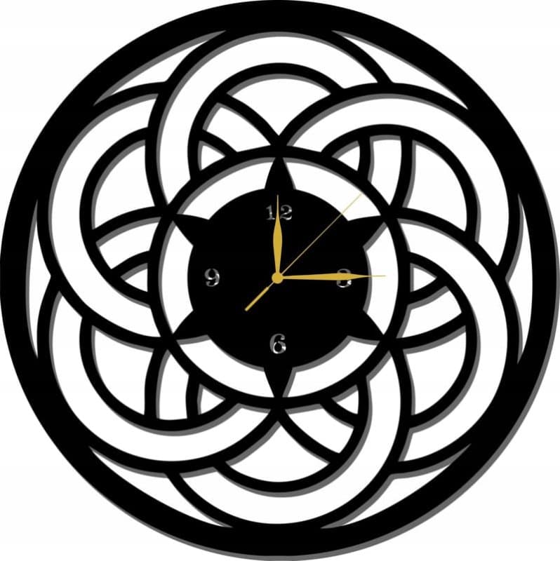 Geometric Mandala Wall Clock Laser Cut File (DXF, SVG)