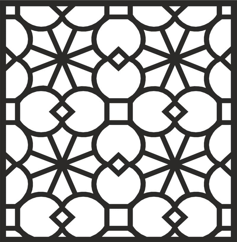 Geometric Ornamental Screen Pattern DXF File for Laser Cutting