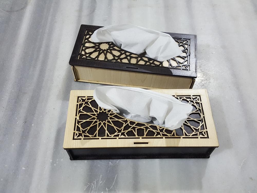 Geometric Pattern Laser Cut Tissue Box Vector File