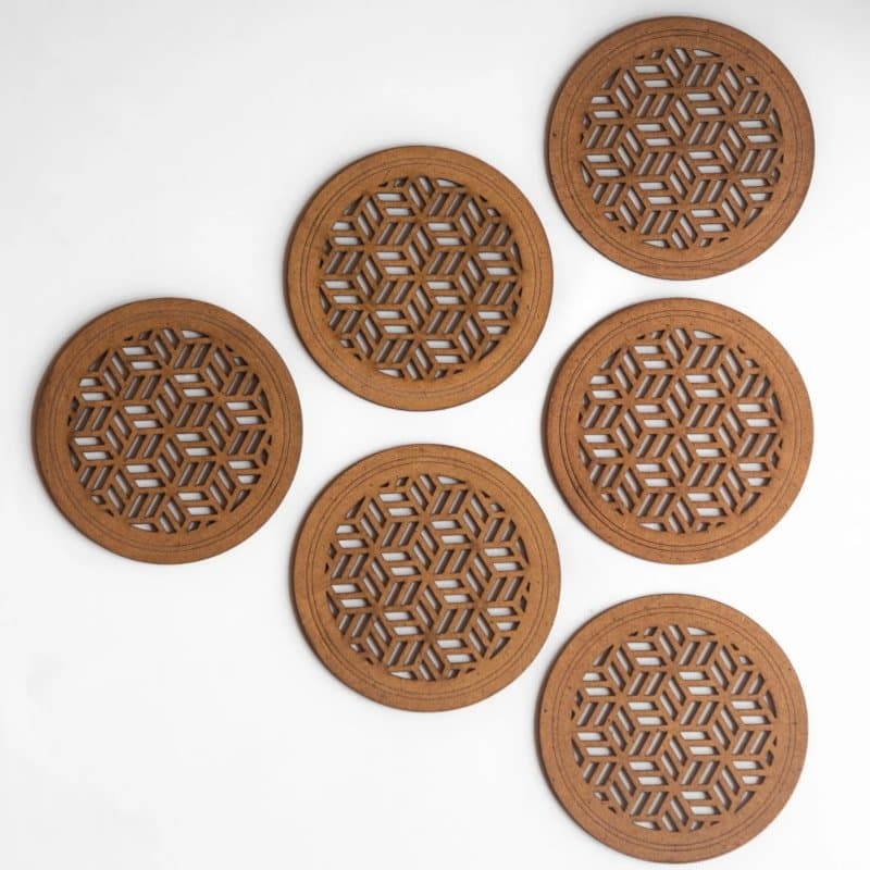 Geometric Pattern Round Coasters Laser Cut Vector File