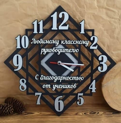 Geometric Personalized Wall Clock Laser Cut Vector Design (CDR, DXF)