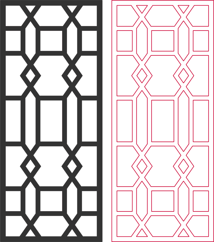 Geometric Room Divider Panel DXF Vector File
