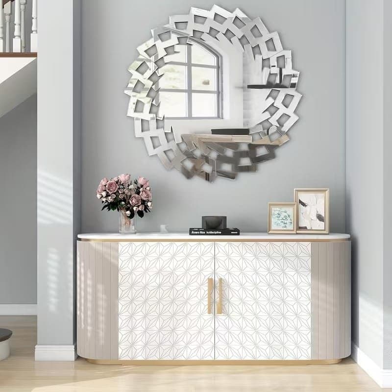 Geometric Round Mirror Frame Vector Laser Cut File