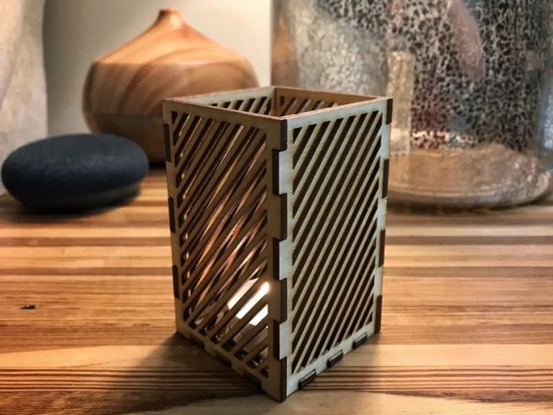 Geometric Slant Votive Candle Holder Laser Cut Vector