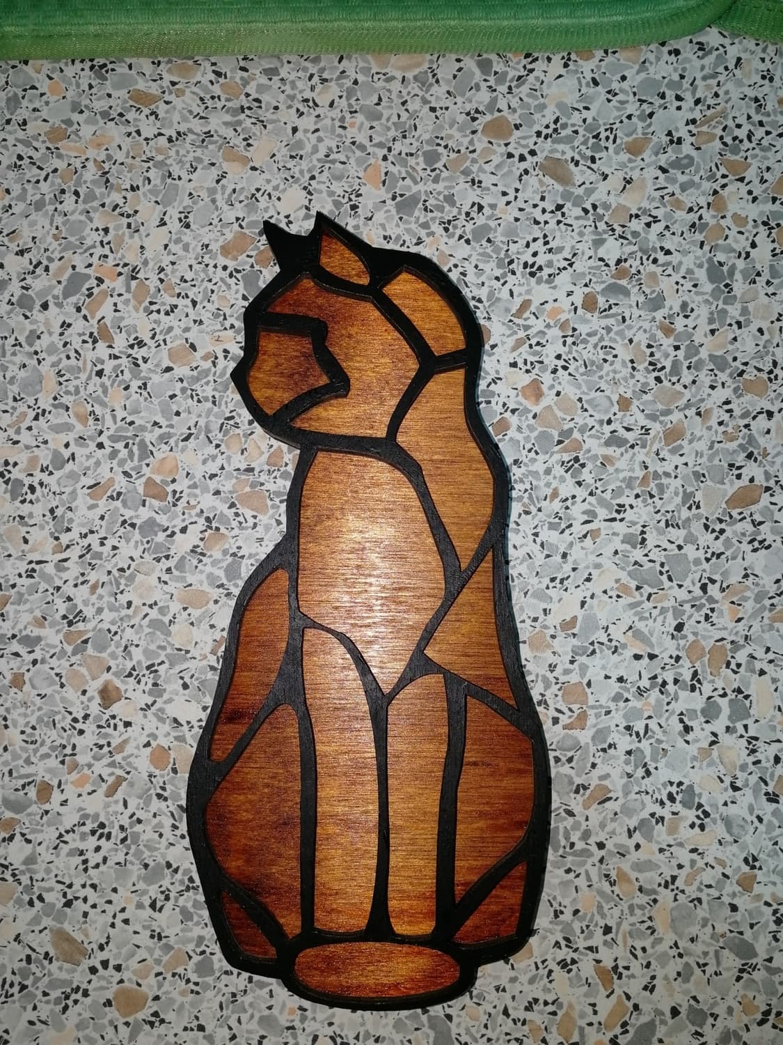 Geometric Stained Glass Style Cat Wall Art Laser Cut Vector
