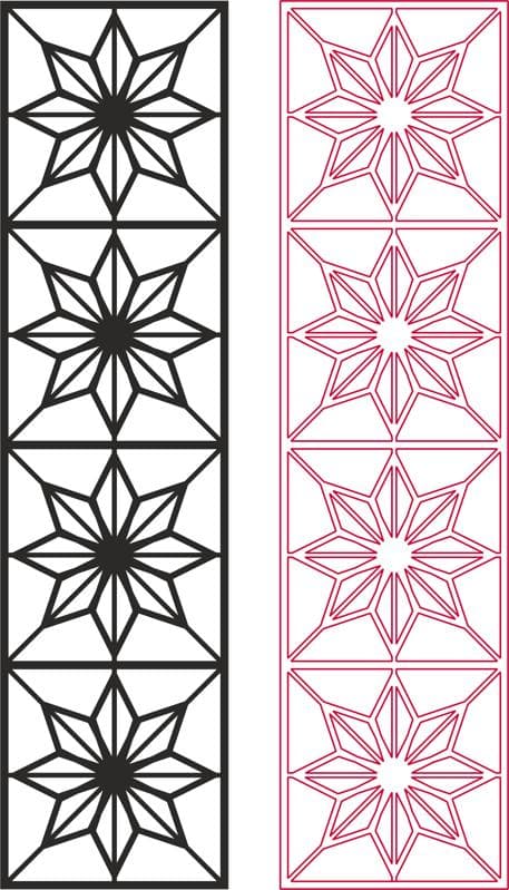 Geometric Star Pattern Panel Laser Cut Vector DXF File