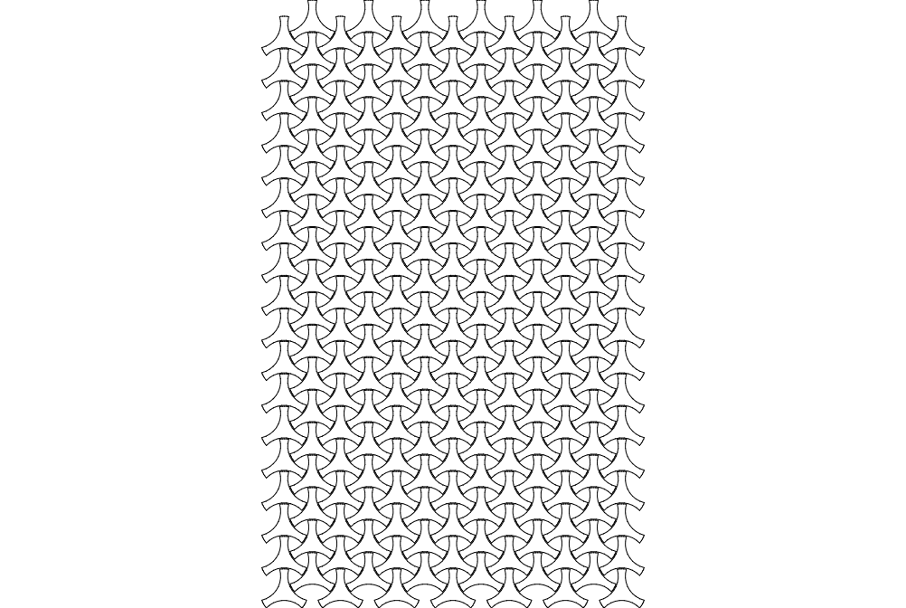 Geometric Tri-Curve Pattern Vector File for Laser Cutting DXF