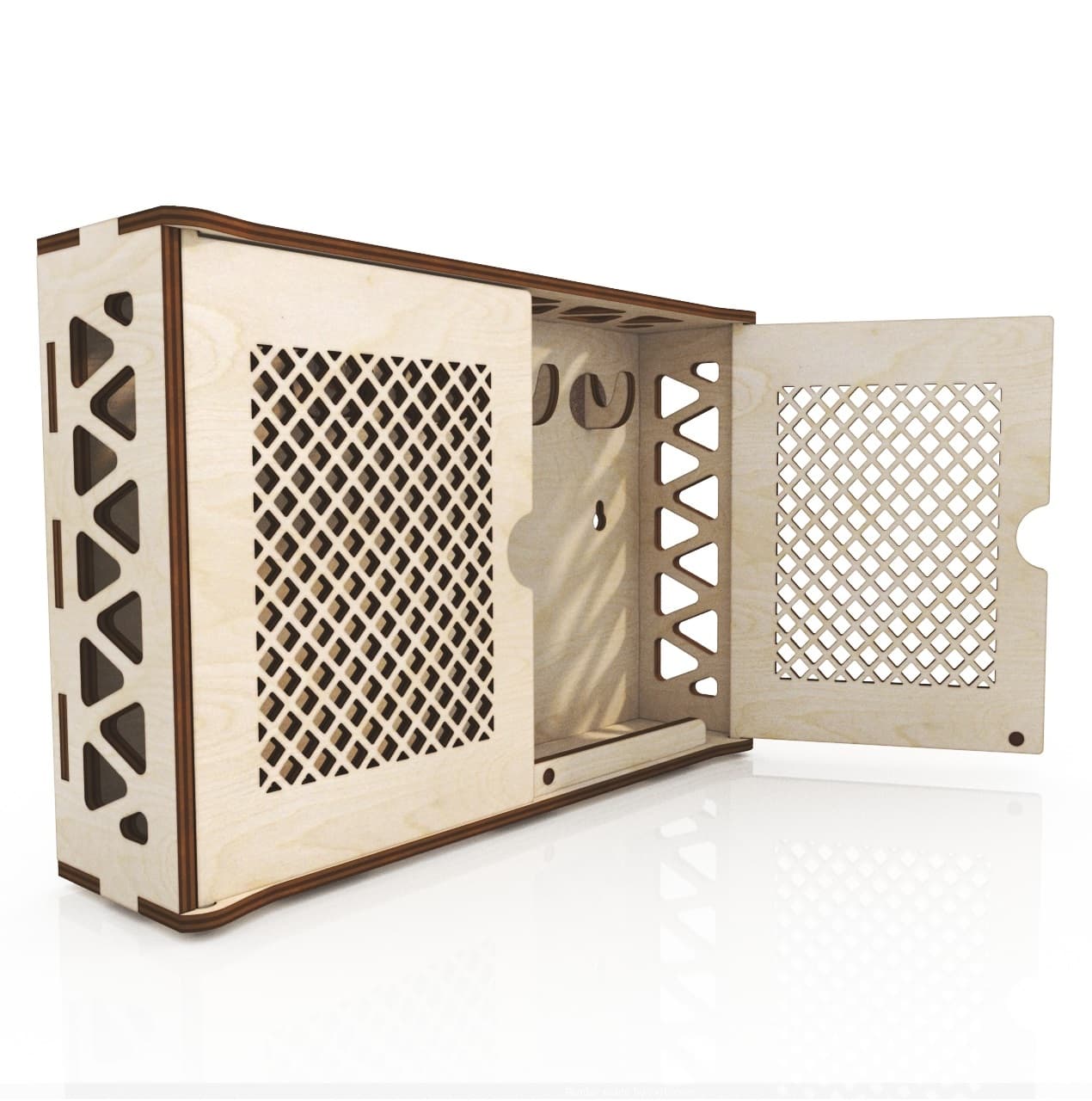 Geometric Wall-Mounted Key Cabinet Laser Cut Vector File