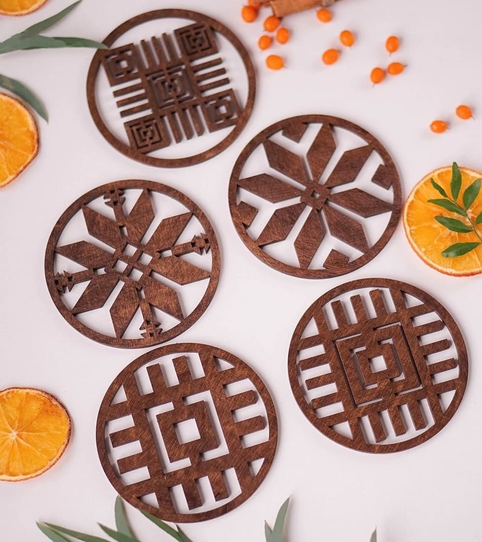 Geometric Wooden Drink Coasters Laser Cut File Vector