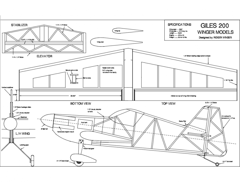 Giles 200 RC Aerobatic Plane Plans DXF Vector File