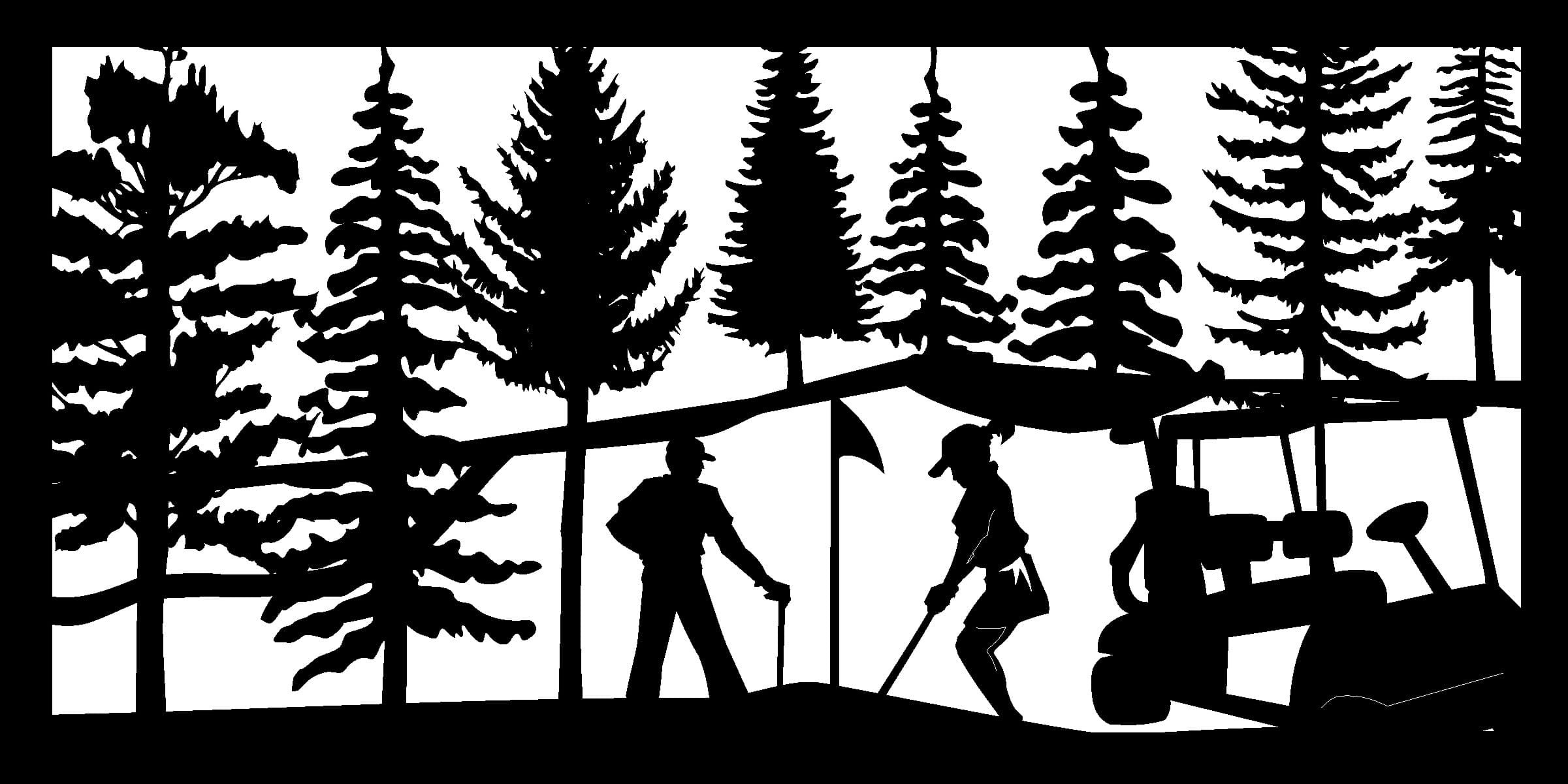 Golf Course Forest Scene Vector DXF File for Laser Cutting