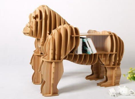 Gorilla 3D Puzzle Bookshelf Vector Plan for Laser Cutting DXF