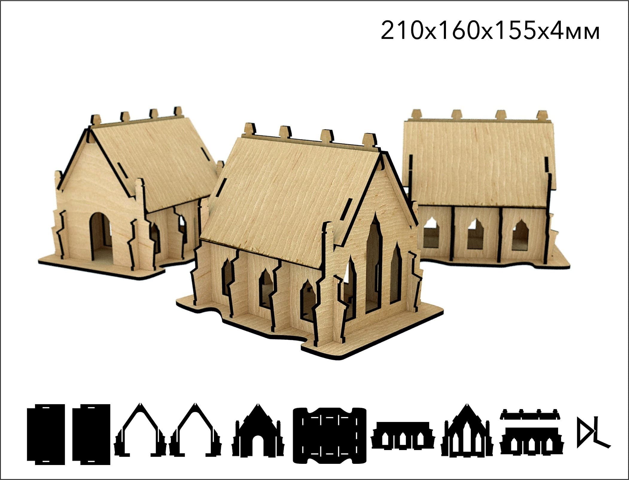 Gothic Cathedral 3D Puzzle Laser Cut Vector File