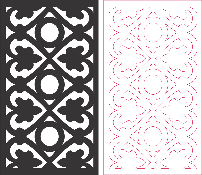 Gothic Lattice Decorative Partition Panel DXF Vector File