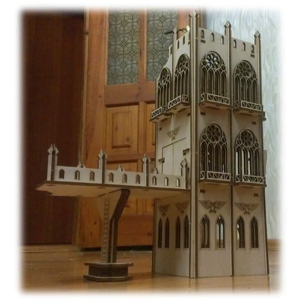 Gothic Ruined Tower 3D Puzzle Vector File for Laser Cutting