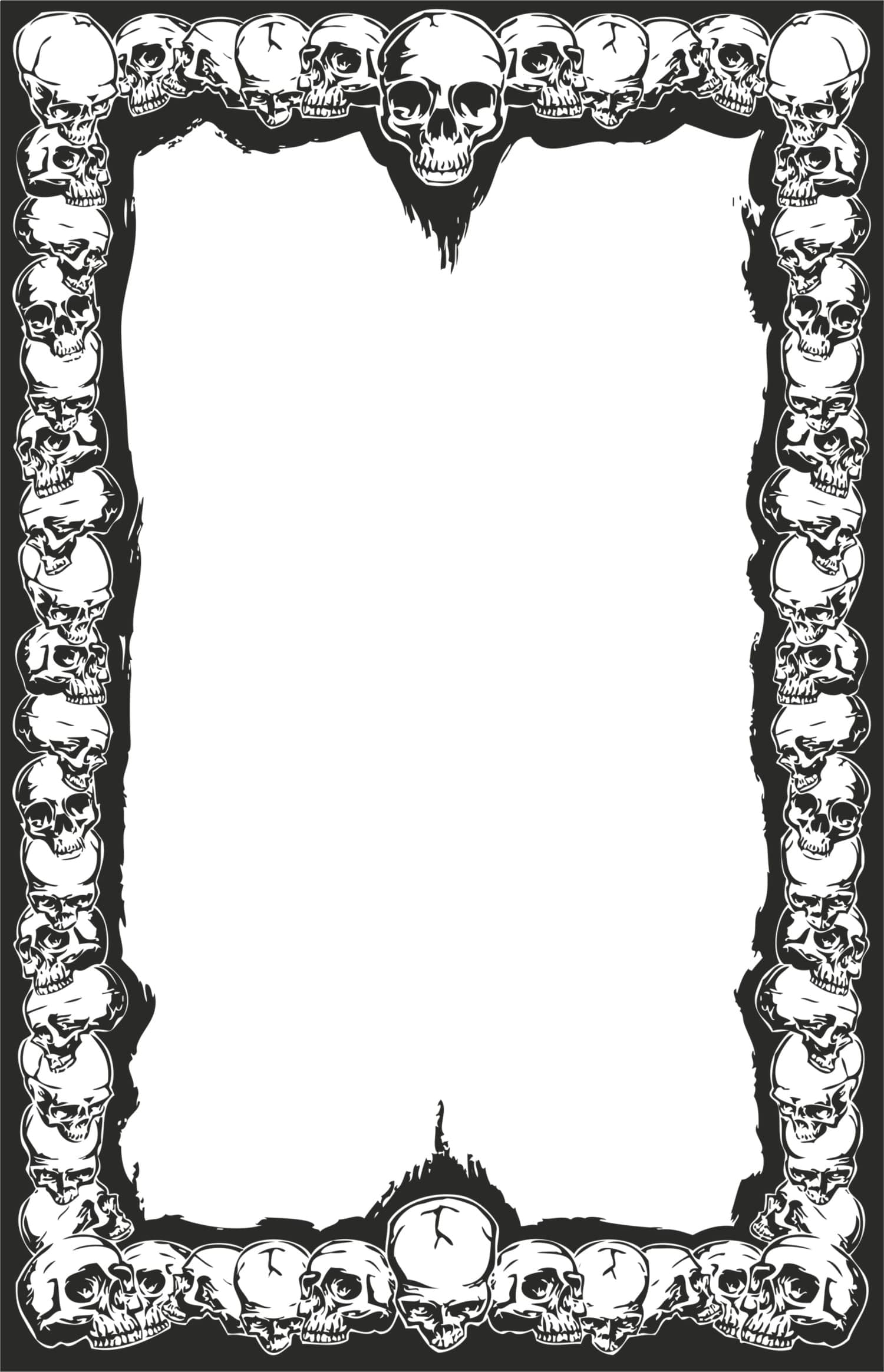 Gothic Skull Border Frame Vector for CNC Laser Cutting DXF