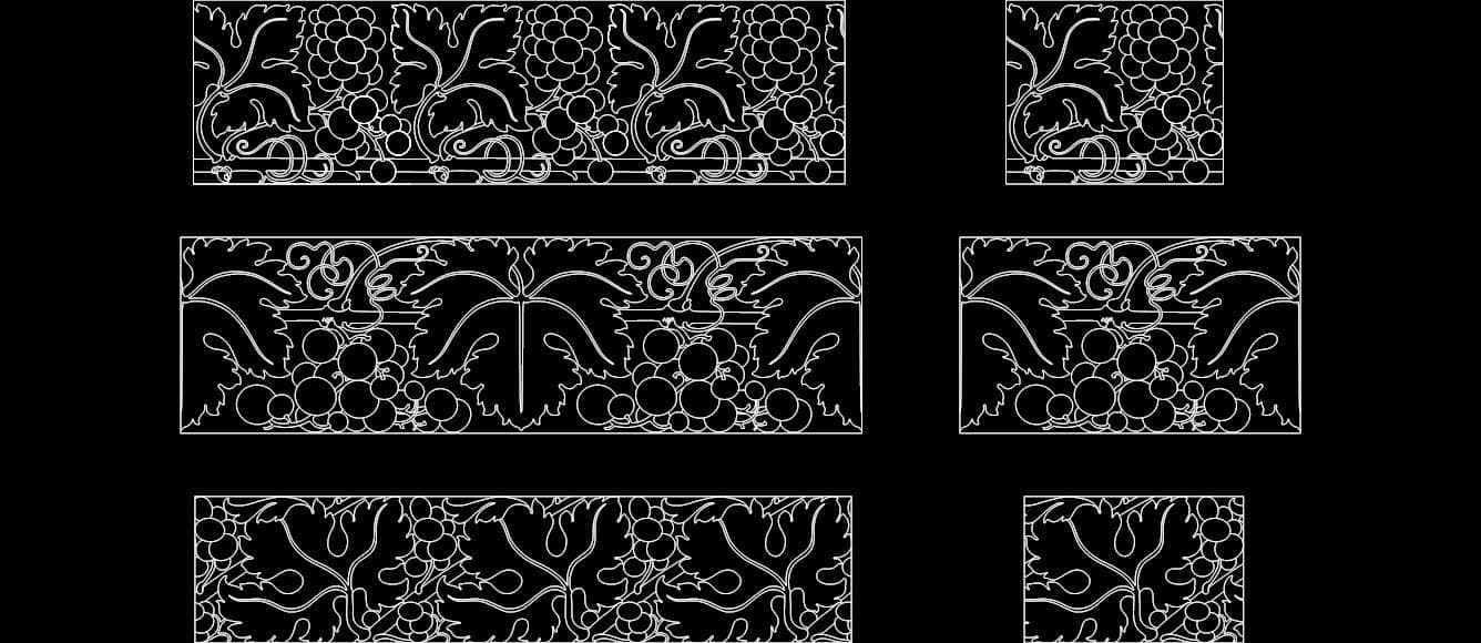 Grape Vine Decorative Panels Vector DXF Files