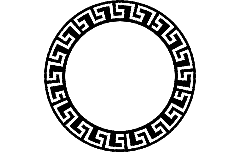 Greek Key Round Frame Vector Design for Laser Cutting