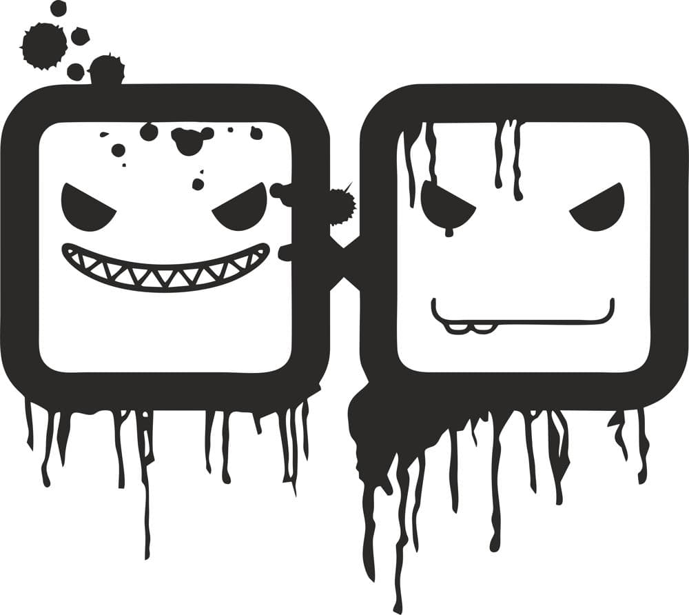 Gritty Graffiti Style Square Faces Vector for Laser Cutting