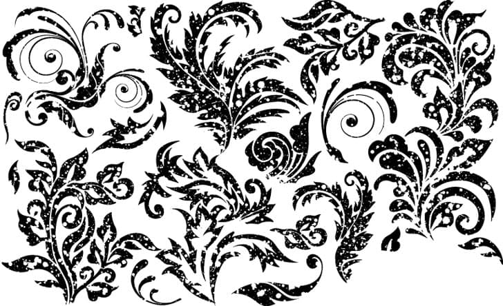 Grunge Floral Flourishes Vector Set for Laser Cutting
