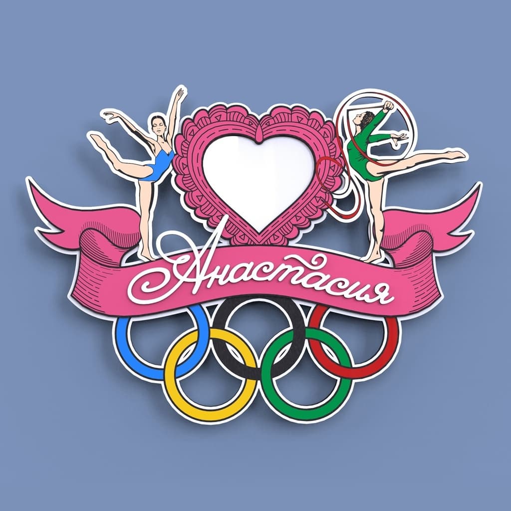 Gymnastics Medal Hanger with Photo Frame Laser Cut Vector File