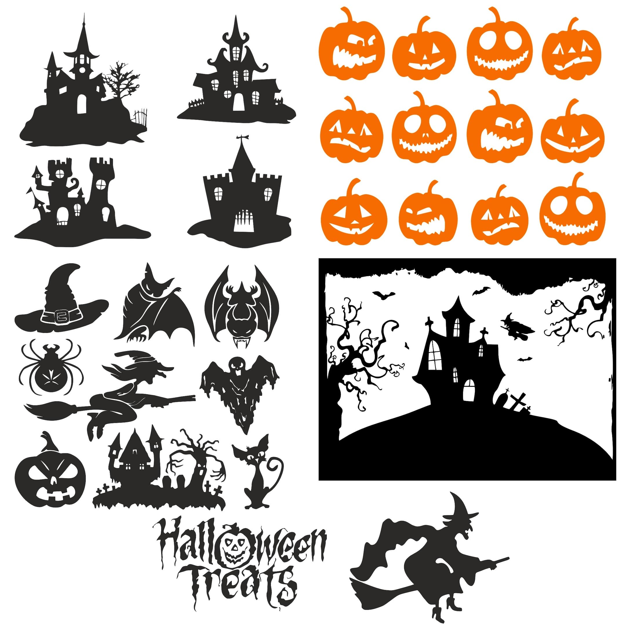 Halloween Silhouette Collection SVG Vector for Laser Cutting