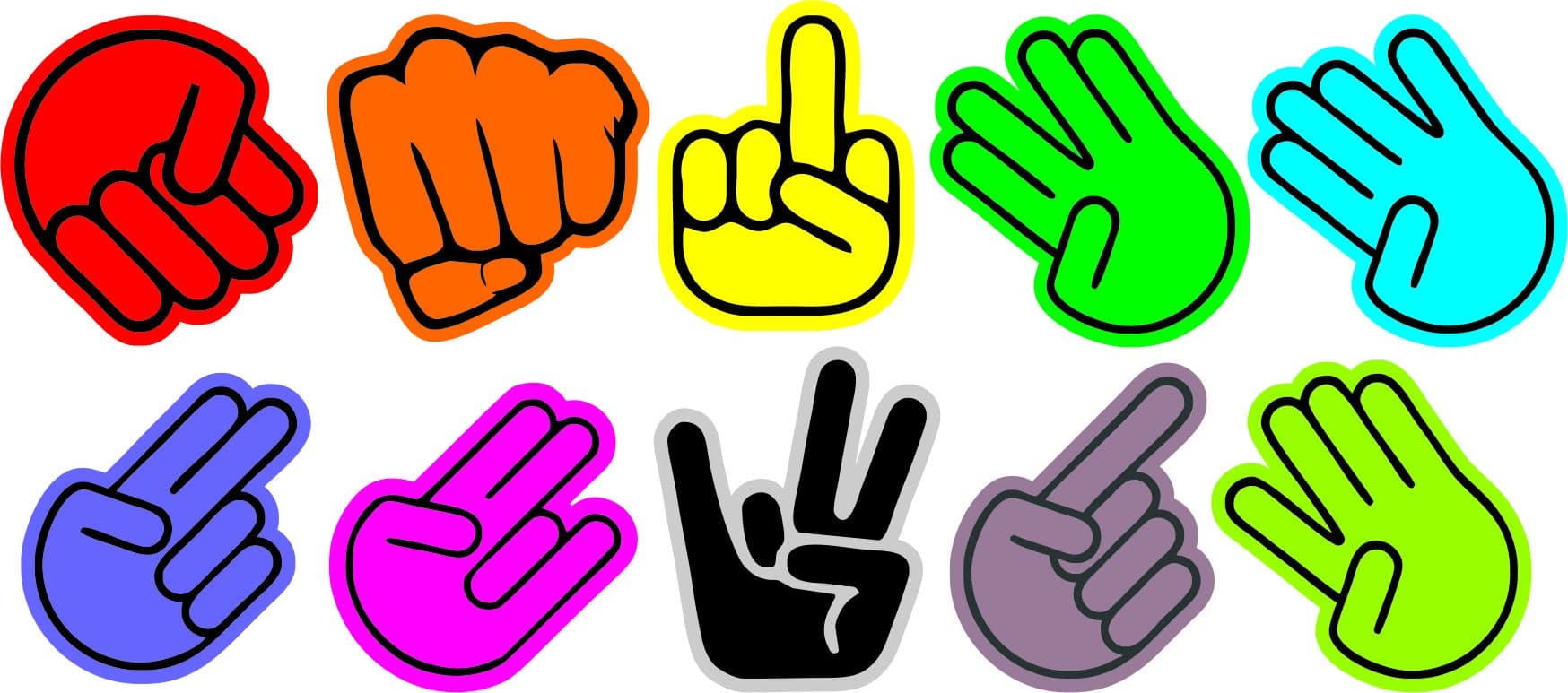 Hand Gesture Signs Vector Collection for Laser Cutting