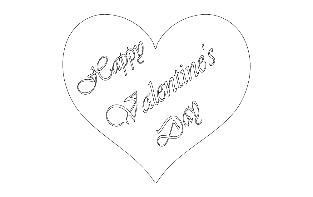 Happy Valentine's Day Heart Laser Cut Vector File (DXF)