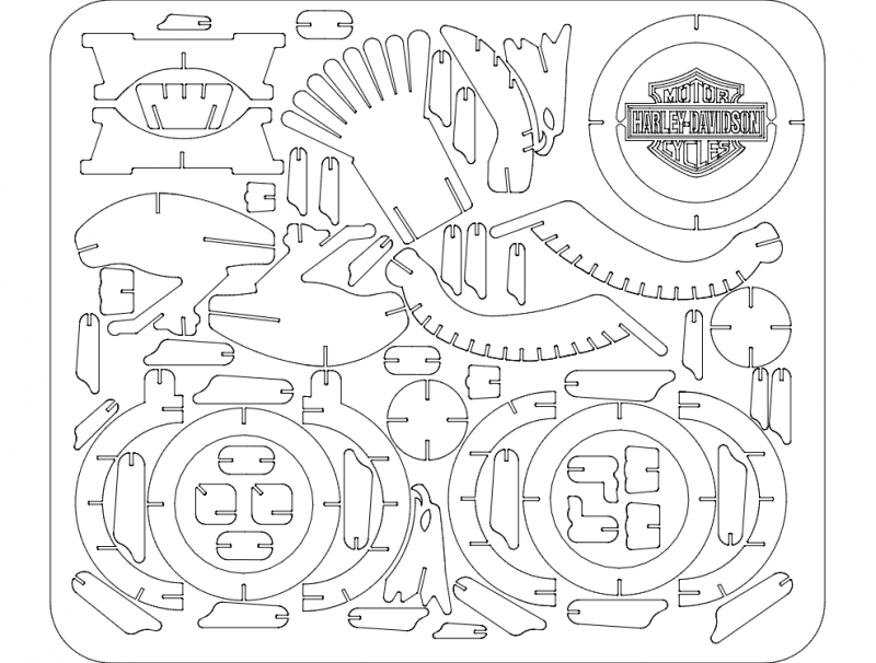 Harley-Davidson Eagle 3D Puzzle Vector File for Laser Cutting