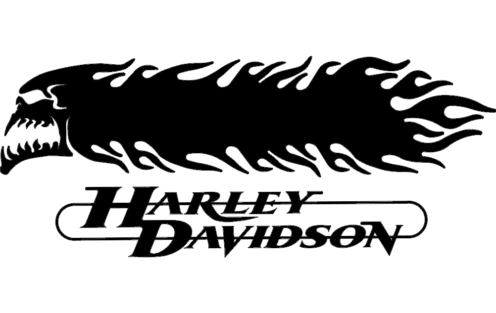 Harley Davidson Skull Flame Logo Vector DXF File