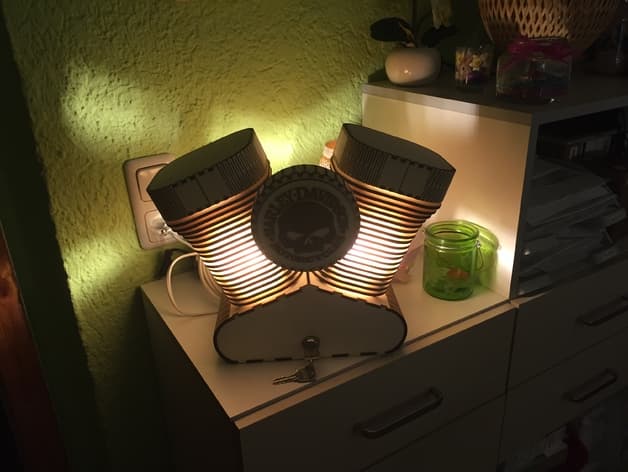 Harley-Davidson V-Twin Engine Table Lamp DXF Vector File