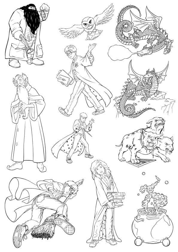 Harry Potter Character Line Art Collection Vector File